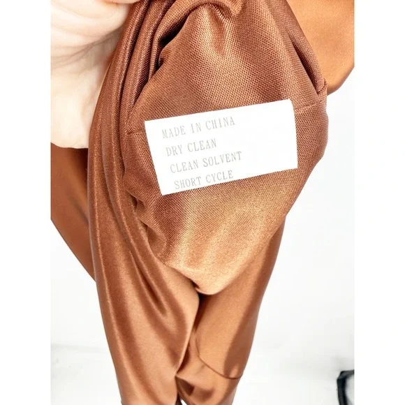 Revelry Skye Satin Cowl Neck Maxi Dress Terracotta Copper Bridesmaid Gown 14 - Picture 7 of 10